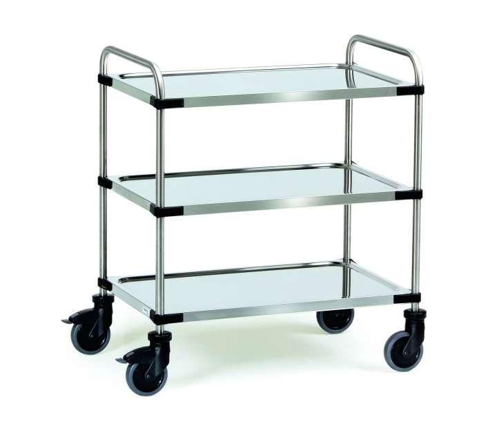 F5005 Edelstahl Servierwagen mit 3 Böden Tragkraft 150 kg Ladefläche: 80 x 50cm