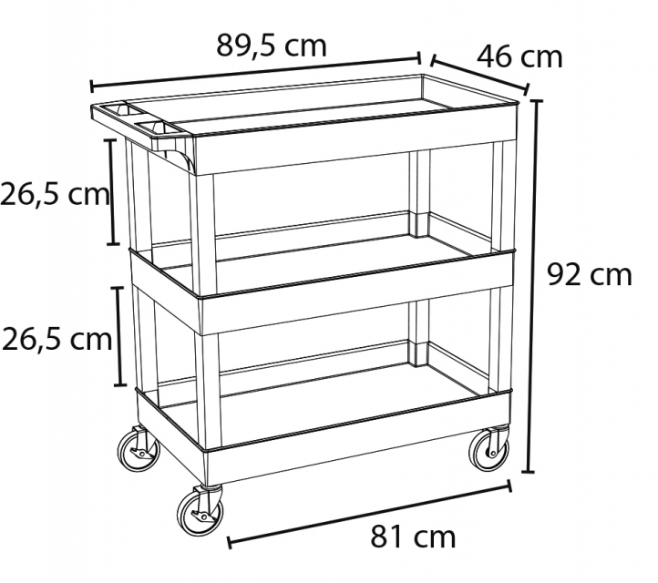 LKEC111-Durabil 3000 Rollwagen mit 3 Wannenböden/Schwarz