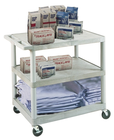 HELK40-Rollwagen mit 3 flachen Böden (61x81cm)  - grau