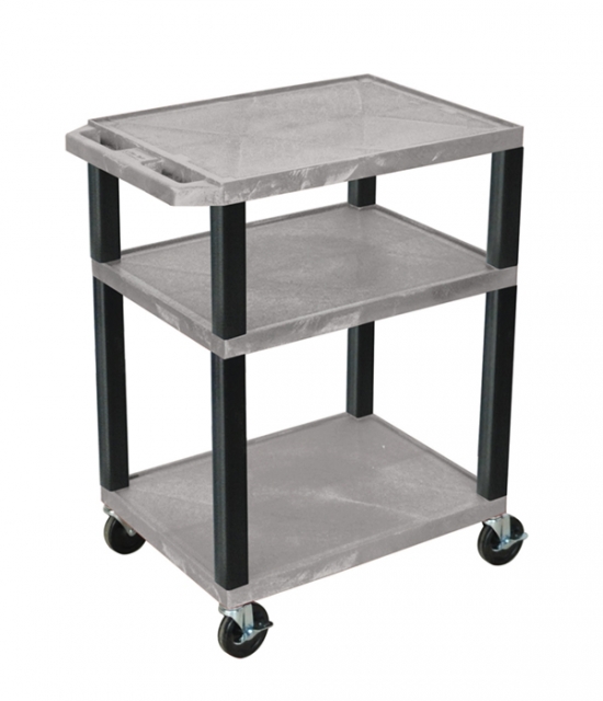 Color-Rollwagen WTLK34 Durabil 3000 mit 3 flachen Böden und schwarzen Beinen - grau/schwarz