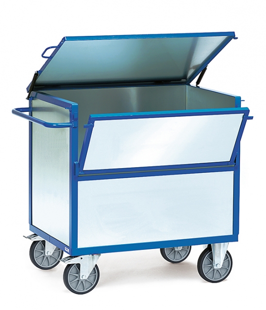 Blechkastenwagen mit Deckel fetra 2832, Stahlrohr-Konstruktion, Tragkraft 500 kg