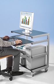 Mobiler PC-Arbeitsplatz LKEDV 1 mit Tastaturauszug
