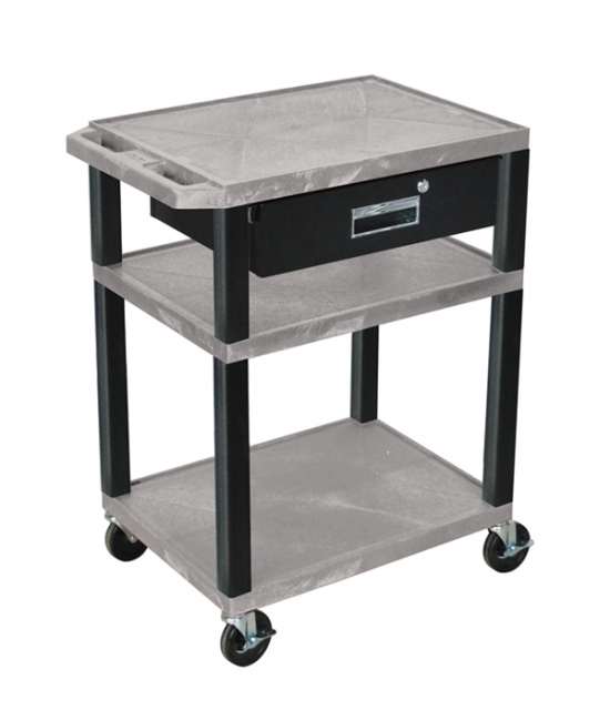 Color-Rollwagen WTLK34 Durabil 3000 mit 3 flachen Böden und Metall-Schublade - grau/schwarz