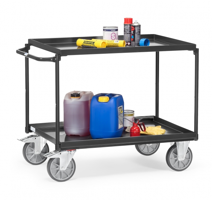Fetra-Metall-Tischwagen 4820 anthrazitgrau mit 2 Wannenböden 85 x 50 cm